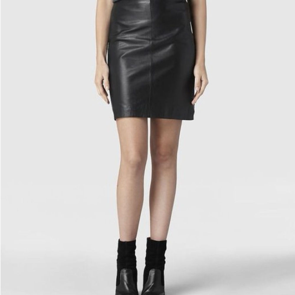 All Saints Dark Leather Pencil skirt size US 2